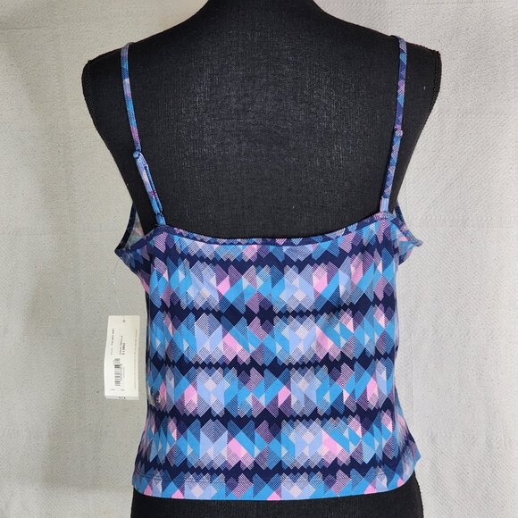 Decree Acrosstown Blue Crop Midriff Spaghetti Strap Cotton Span Cami Top Size XL - Picture 11 of 16